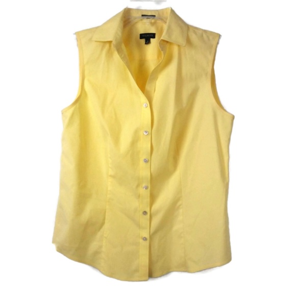 sleeveless yellow blouse
